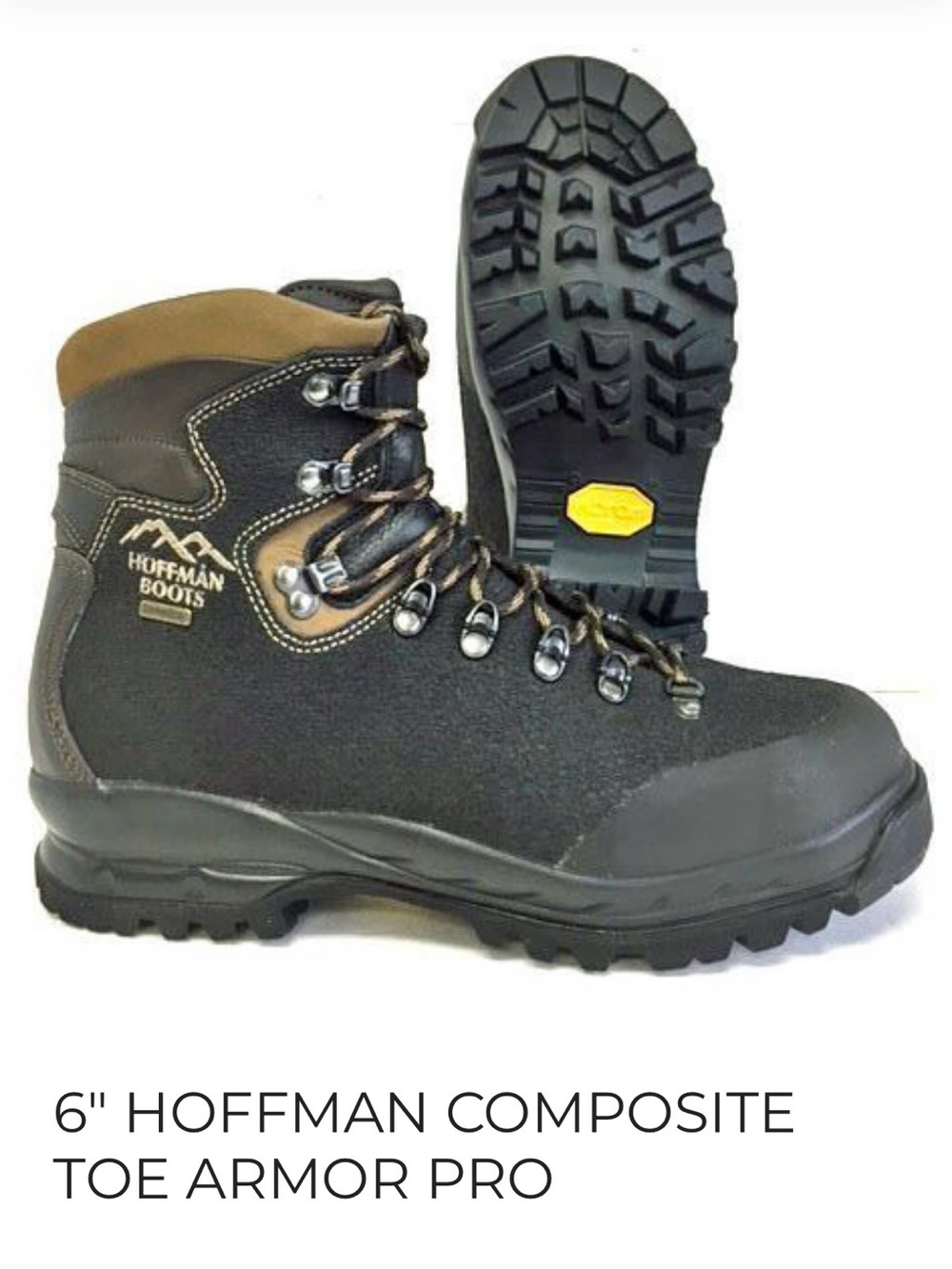 Hoffman Men's 6" Composite Toe Work Boots - Black with Brown Collar